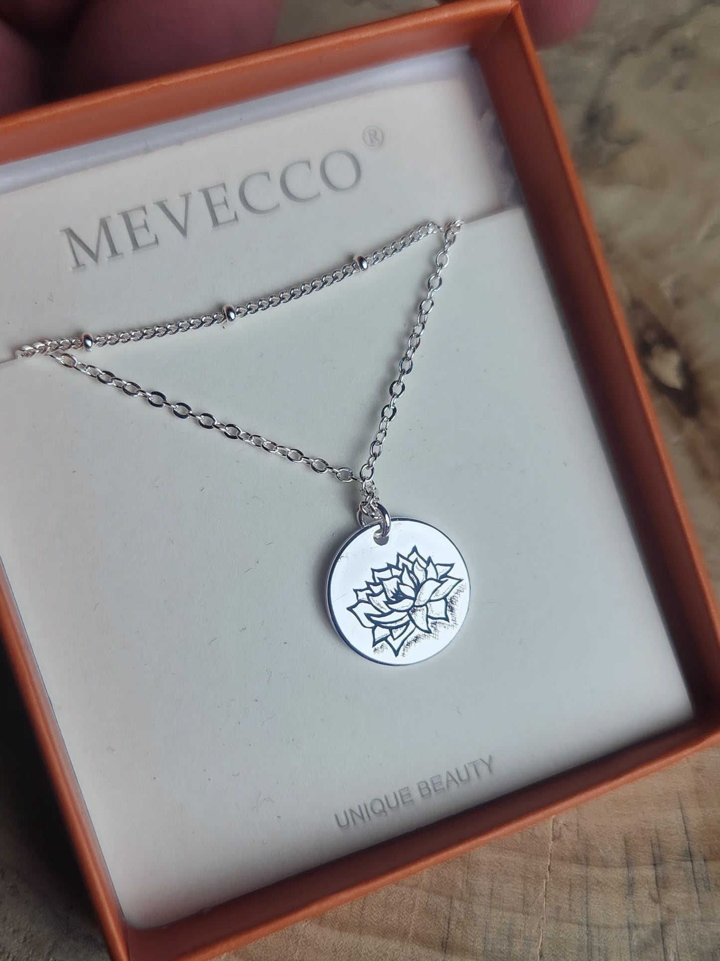 Hand Engraved Chrysanthemum Silver Pendant
