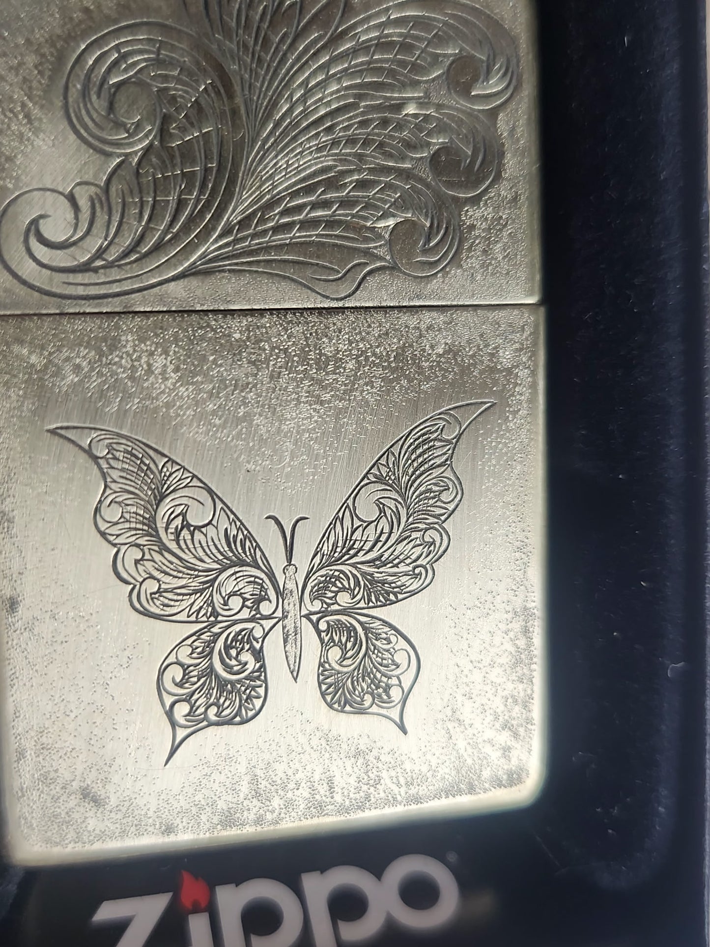 Brass Zippo Hand Engraved -Butterfly