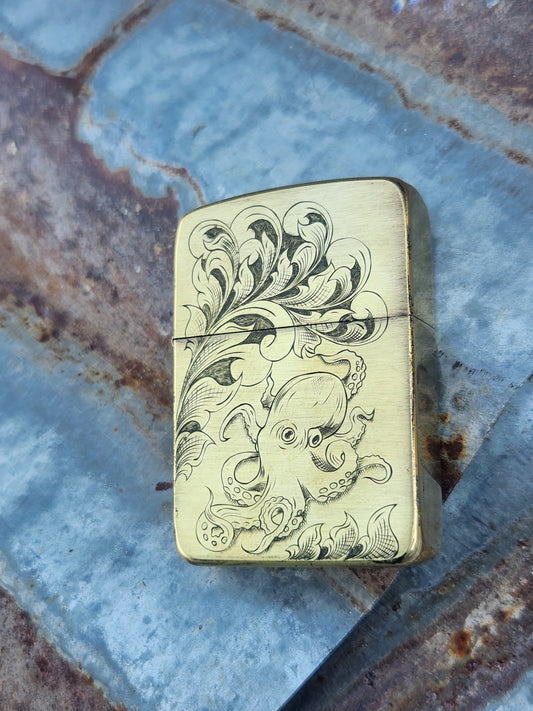 Engraved octopus lighter